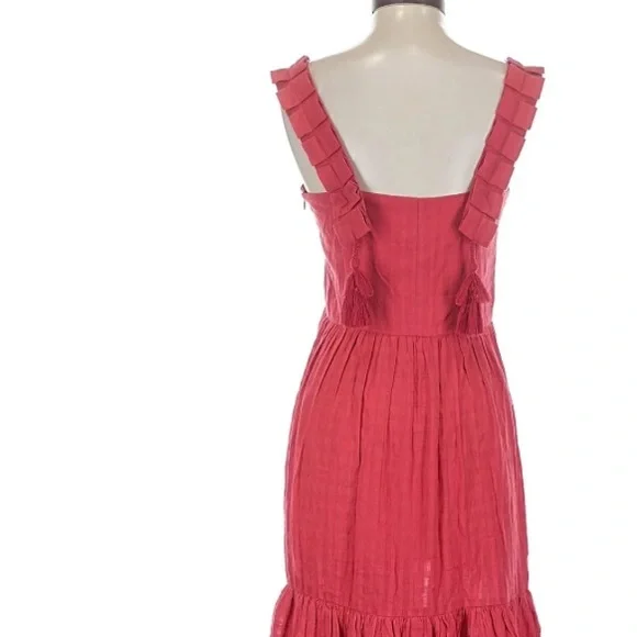 Mirth Grenadine Rio Maxi Dress Red Tiered Strapless Cotton Size Small - Picture 4 of 9